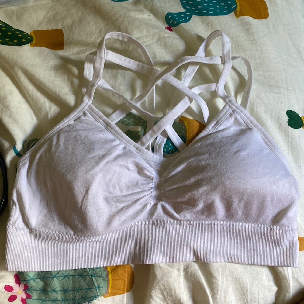 New white sports bra